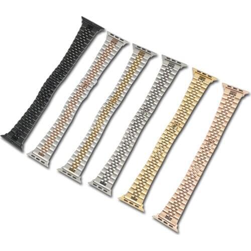 CARLYWET 38 40 42 44mm Solid Stainless Steel Watch Band Replacement Wrist Bracelet Jubilee With Adapter For Iwatch Apple Watch