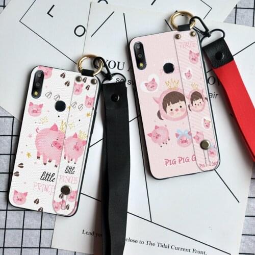 Luxury Neck Strap Case For Asus Zenfone Max Pro M2 ZB631KL ZB633KL Cute Pig Back Cover For Asus 5Z ZE620KL ZS620KL Stand Coque