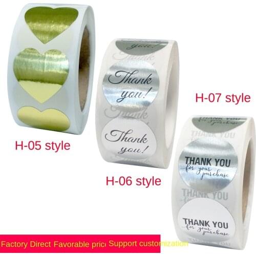 Roll gold silver thank you sticker baking hand baking decorative sticker