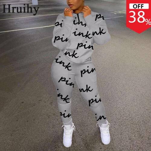 Tracksuit for Women Solid Color Long Sleeve Letter Print Sweatshirt Woman Pants Sport Sets for Women Autumn Winter Lounge Wear