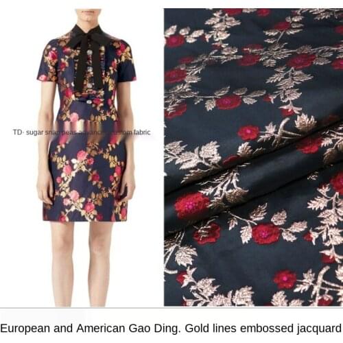 Three-dimensional embossed gold silk yarn-dyed jacquard dress fabric, sewing fabric factory shop is not out of stock