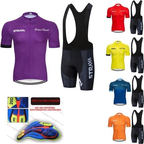 2020 Team STRAVA Cycling Jerseys Bike Wear clothes Quick-Dry bib gel Sets Clothing Ropa Ciclismo uniformes Maillot Sport Wear