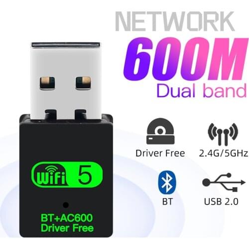 600Mbps USB WiFi Bluetooth Adapter 2in1 Dongle Dual Band 2.4G&5GHz USB WiFi Network Wireless Wlan Receiver DRIVER FREE