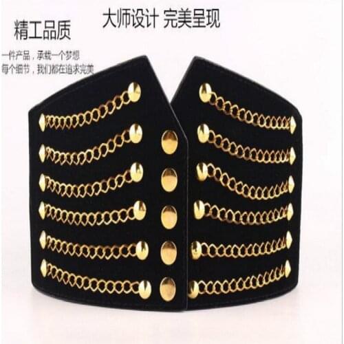 High quality casual wide cummerbund black Sexy slim belt HOT corset female fashion dress accessories punk rivet wide cummerbund
