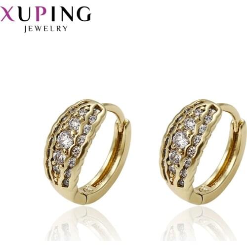 Xuping Elegant Earring Light Yellow Gold Color Plated Hoop Earring New Design Jewelry Gifts 25087