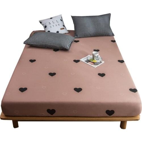 Fitted Sheet Mattress Cover Solid Cotton Color Sanding Bed Sheets With Elastic Band Double Queen Size Bedsheet 1 pcs