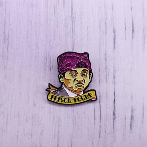 The office Prison Mike funny Enamel Pin purple headscarf Mike