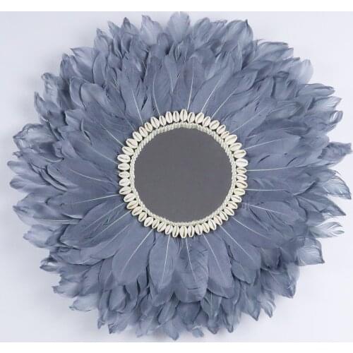 2 Colors Hand-woven Macrame Feather Mirror Wall Hanging Wall Nordic Porch Creative Living Room Sofa Decor Headboard Boho Decor