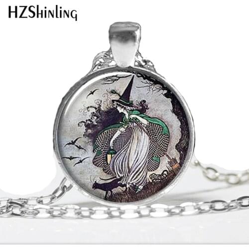 HZ--A304 Fairytale Witch pendant, witch necklace resin pendant, witch jewelry, Halloween jewelry HZ1