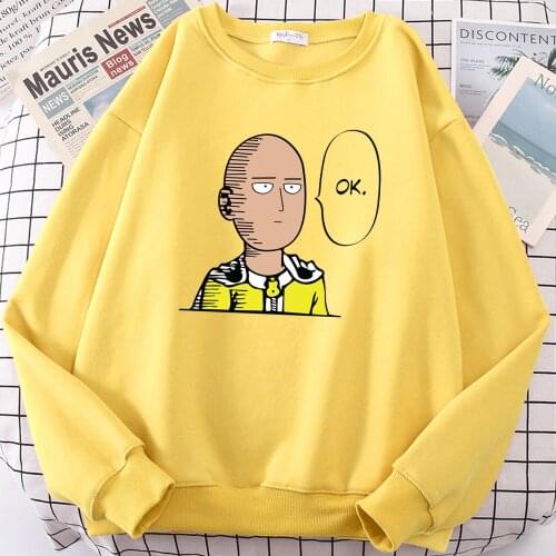 One Punch Man Say Ok Print Female Hoody Harajuku S-XXL Sweatshirt Fashion High Quality Hooded Autumn Casual Warm Streetwear Men