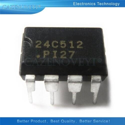 10pcs/lot 24C512 AT24C512-10PI-2.7 AT24C512-10PU-2.7 DIP-8 In Stock