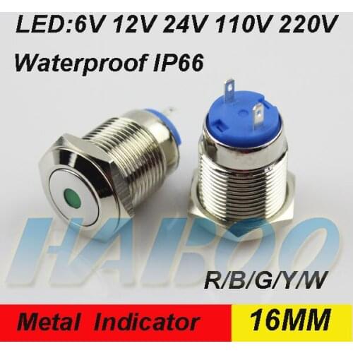 10pcs/lot dia.16mm water level indicator angel eye metal indicator switch dot head indicator light 6v 12v 24v 110v 220v