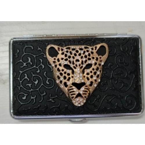 14-20 Cigarette Female Gold Diamond Leopard Head Cigarette Case Cigarette Box Slim Portable Storage Sealed High-Grade Gift