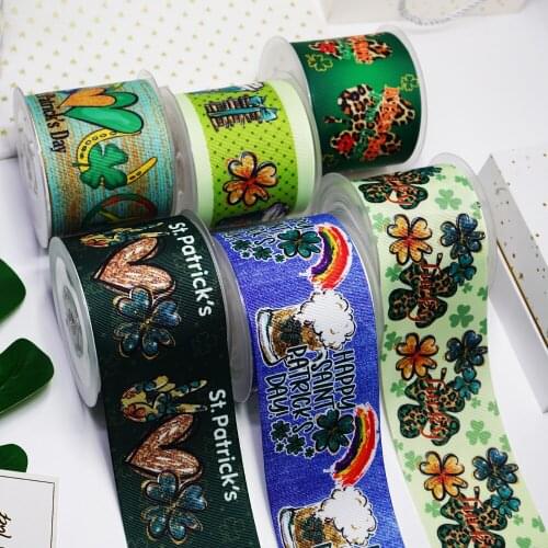 3 inch 75mm 38mm 25mm Saint Patrick Day Characters Printed Grosgrain Ribbons 49603