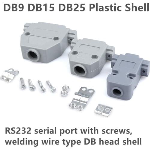 5PCS DB9 DB15 DB25 shell plastic plastic shell RS232 serial port with screw welding wire DB head shell
