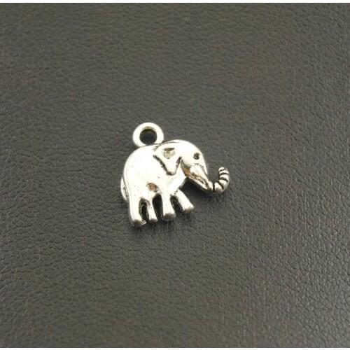 50 pcs Silver Color Lovely Mini Elephant Charm Pendant bracelet for diy Jewelry Accessories A1256