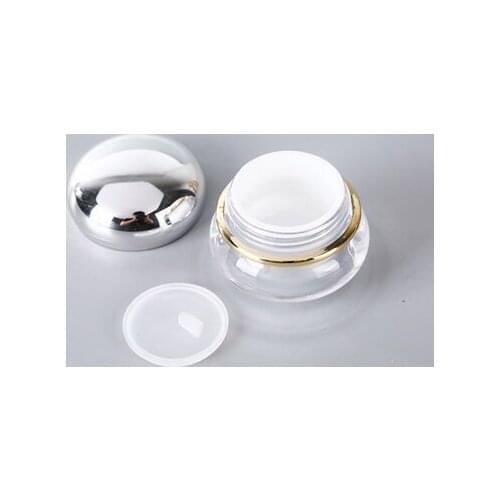 Acrylic Jar 15g Silver Face Cream Pot Cosmetic Container Empty Round Packaging Bottle Portable Travel Refillable Makeup Tool
