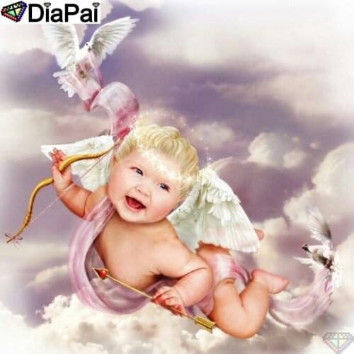DIAPAI DIY 5D Diamond Painting "Angel child bird" Full Diamond Embroidery Sale Picture Of Rhinestones For Festival Gifts A25609