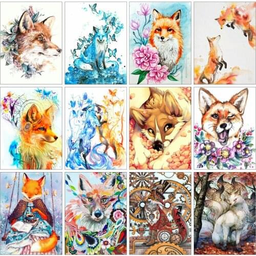 Huacan 5d Diamond Painting Fox New Arrivals Mosaic Embroidery Animal Wall Stickers Diamond Art