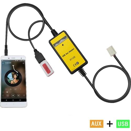 12P Car MP3 USB AUX Adapter 3.5mm AUX interface CD Changer For Toyota Avensis RAV4 Auris Corolla Venza Yaris Lexus Vitz QX005