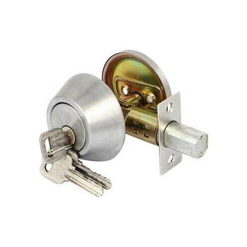 House Bedroom Door Metal Security Deadbolt Lock Sliver Tone w Keys