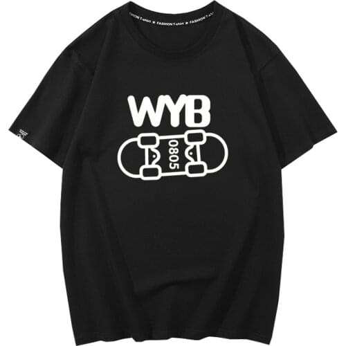 Idols Wang Yibo Short-sleeved T-shirt Men Women Skateboarding Star Same Style Clothes