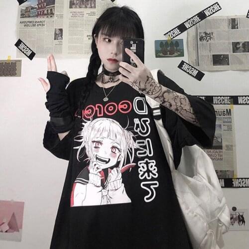 Japanese Cartoon Kawaii Anime T-Shirt Unisex Clothes Hip Hop Grunge Harajuku clothes Black Womans y2k Tee Gothic Streetwear