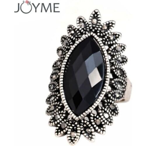 Hot Sale Romantic Antique Turkish Vintage Resin Crystal Flower Ring Gold Plating Ring Anniversary Party Ethnic Jewelry Favorite