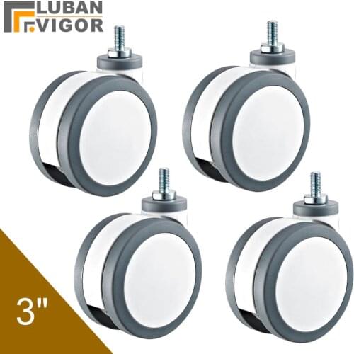 Wear resistance ,Medical/furniture casters/PU wheels,3 inch,M12x25 screw,Mute Wearable,For Hospital trolley Electronic equipment