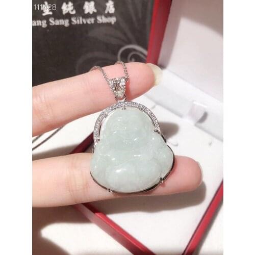 Jade buddha sona pendant jadeite jade 925 silver connector charms religious jewelry charms lucky necklaces pendants