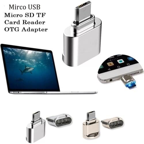 Micro USB Mobile Phone OTG Card Reader Alloy USB 3.1 Micro USB Micro SD TF Card Reader OTG Adapter for Android Phones Silver
