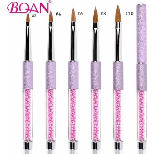 BQAN Kolinsky Sable Acrylic Rhinestone Nail Art Brush #2#4#6#8#10 Carving Pen Brush Liquid Powder DIY Nail Manicure Drawing Tool