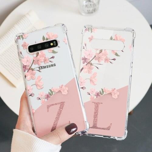 Fashion Custom Initial Letters Case For Samsung Galaxy S20 FE S21 Ultra Lite Plus S9 S10 Plus S10e S8 Flower Hard PC Coque Cover