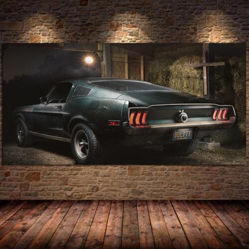 Wall Art Pictures Canvas Painting 1968 Mustang GT Fastback Classic Car Posters and Prints for Living Room Decor Cuadros Unframed