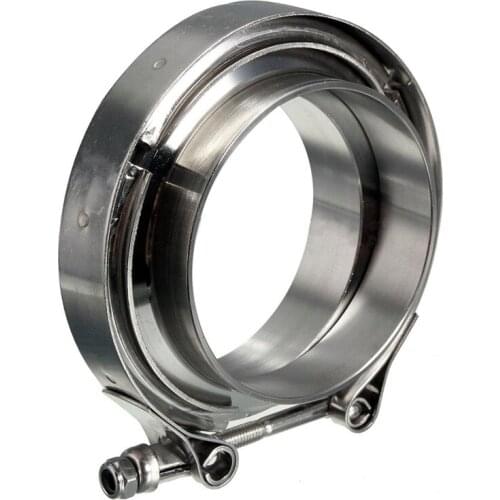 Stainless Steel V Band Flat Flange Clamp Kit Assembly - 3 Inch Inner 76mm V Band Clamp and Flange Kit Male & Female Set Fittings