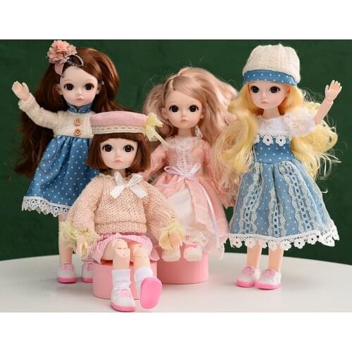 Dream Fair Bjd 13 Joints Dolls For Session 30Cm1/6 Kawaii Baby Tiny Princess Dress Clothes Curly Dense Hairs Bonecas For Girls