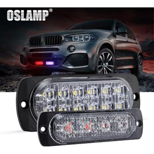Oslamp 1pc LED Warning Light White/Red/Blue/Yellow Grille Flashing Light Auto Strobe Light for Fog/Rainy Weather Emergency Light
