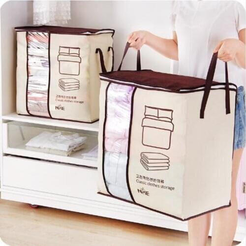 Portable Clothes Storage Bag Organizer Bed Storage Folding Closet Organizer Dustproof Moistureproof Quilt Bag