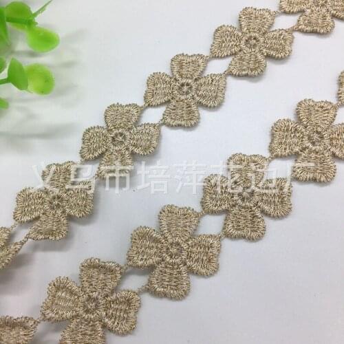 30yards/lot 2.2cm Gold Clover Water-soluble Embroidery Lace Silk Fabric DIY Craft Handmade Hair Accessories