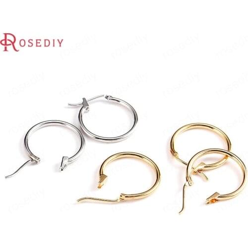 10PCS 18MM 24K Gold Color Plated Brass Loop Earrings Hoops High Quality Diy Jewelry Earrings Findings Accessories