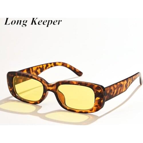 Retro Small Women Sunglasses for Female Rectangle Fashion Leopard Yellow Eyewear Male Luxury Brand Travel Vintage Square Glasses