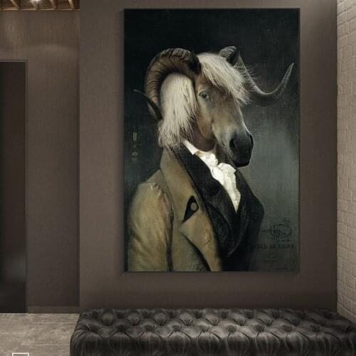 Modern Abstract Gentleman Horse Head Animal Paintings on Canvas for Living Room Art Interior Decoration Living Room Home Decor
