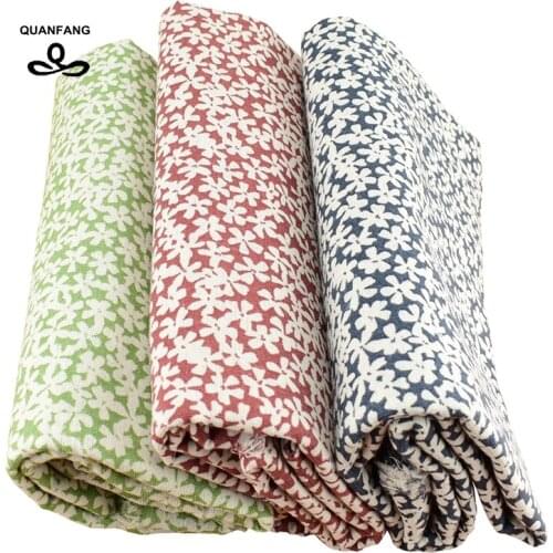 QUANFANG Printed Cotton Linen Fabric For Patchwork Quilting Sewing DIY,Sofa,Table Cloth Furniture Cover Tissue Curtain Cushion
