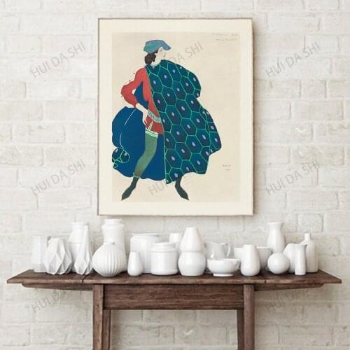 Vintage Theatre Poster Printable Wall Art, Teal Blue Costume Fashion Illustration Gallery Wall Decor Digital Download Art