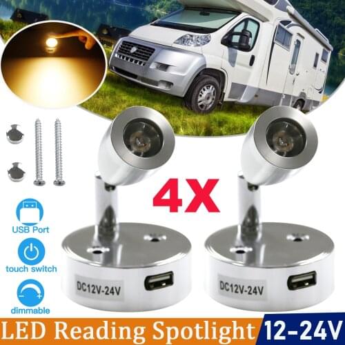 4/2/1 Pcs 12V-24V Interior LED Reading Spot Light 360 Degree RV Boat Caravan Motorhome Bedside Wall Lamp