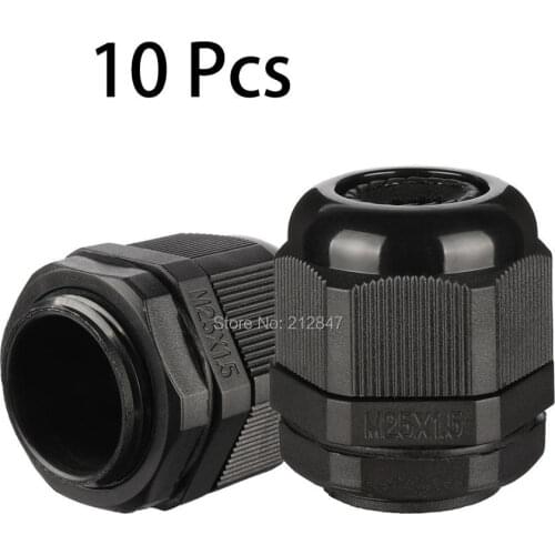 10 Pcs M25 Waterproof IP68 Nylon Cable Gland Joint Adjustable Locknut for 13mm-18mm Dia Cable Wire