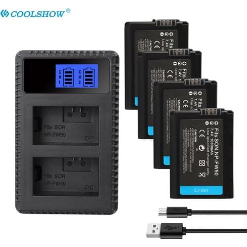 NP-FW50 For Sony Alpha a7 a7rii Alpha 7R a7R Alpha 7S a7S a3000 a5000 a6000 a6300 a6500 1080mAh FW50 Camera Battery Charger