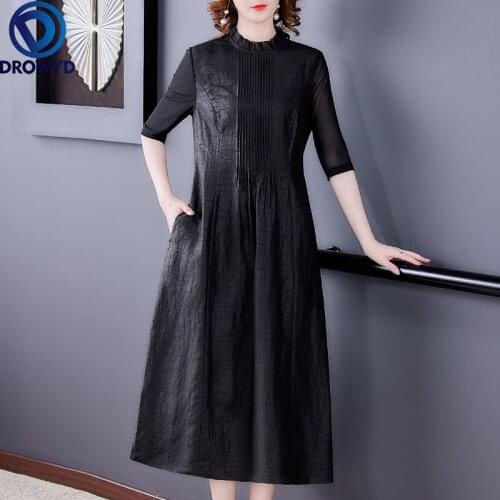 2021 Summer New Korean Silk Temperament High End Mulberry Silk Medium Length Foreign Style Young Dresses Elegant Party Vestidos