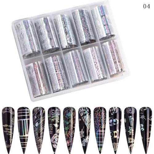 1 Box Laser Star Water Transfer Nail Sticker Flower Pattern Retro Modern Design Nail Art Decals Manicure Decoration Tools JY13