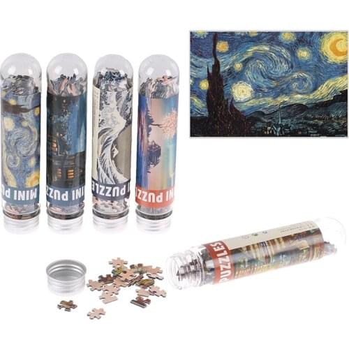 10 Types 150Pcs Mini Test Tube Puzzle Scenery Old Master Space Stars Oil Painting Jigsaw Educational Toy For Adults Kids